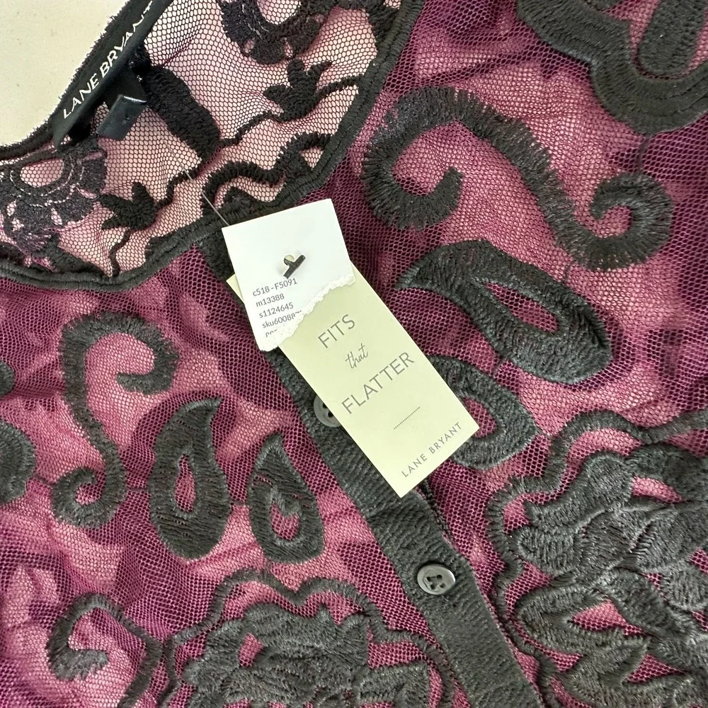 Lane Bryant Sheer Lace Tunic Top Size 22 Whimsigoth - Picture 12 of 13